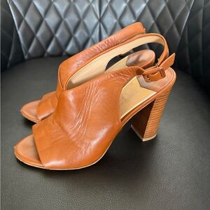 Diane von Furstenberg Leather Slingback Peep Toe Sandal